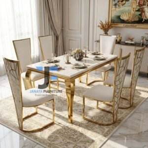New Luxurious SS Design Marble-Top Dining Set JFD367